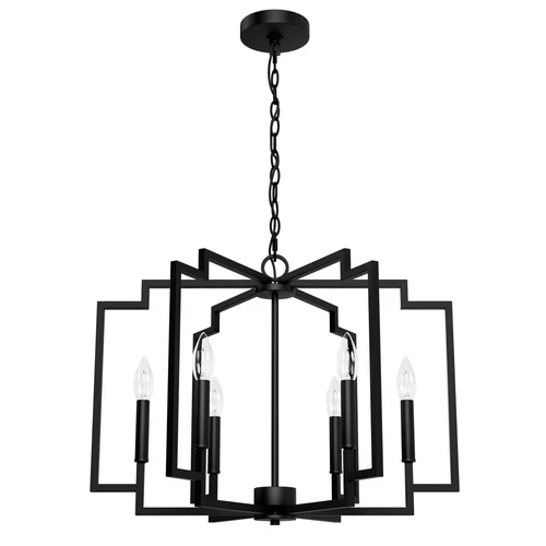 Zoanne 6 Light 24 inch Mid-Century Modern Glam Metal Lantern Chandelier Caged - Picture 1 of 3
