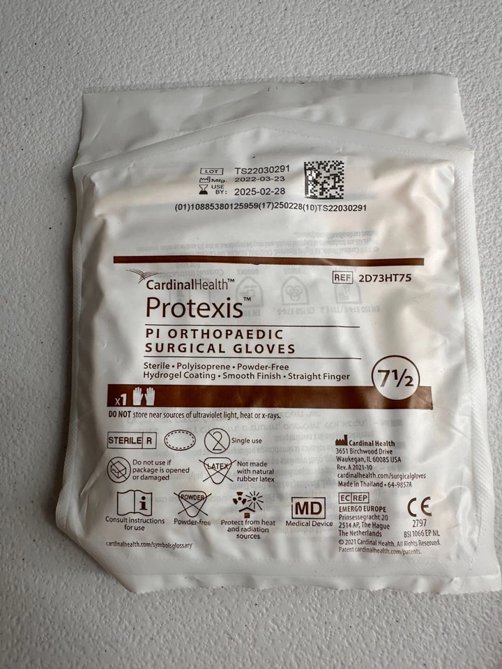 Cardinal Health Protexis Orthopaedic Surgical Gloves Sterile Powder-Free 7 & 7.5 - Image 2 of 4