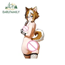 EARLFAMILY 5.1" Femboy Car Sticker Occlusion Auto Artistic Scooter Vehicle Decal