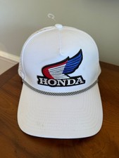 Honda HRC Racing Team Snapback Hat Motorcycle Racing Cap Rope White