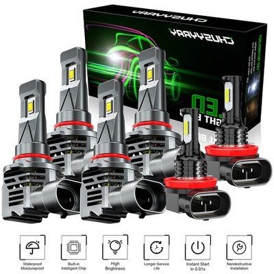 For Mitsubishi Lancer 2008-2017 6x 6K LED Headlight Hi/Lo+Fog Light Bulbs Kit A+