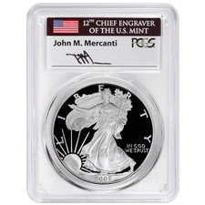 2005-W Proof $1 American Silver Eagle PCGS PR70DCAM John Mercanti Signature