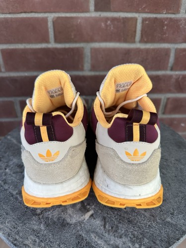 adidas ZX 1K Boost Womens Size 7 Khaki Gold Maroon Running Sneakers Shoes - Picture 5 of 10