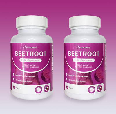 2PCS Rosabella Organic Beet Root 60 Capsules Natural Energy Boost Blood Pressure