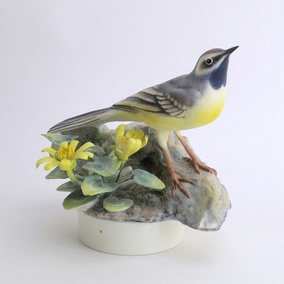 Royal Worcester Porcelain Grey Wagtail & Celadine Flaw & No Wooden Base