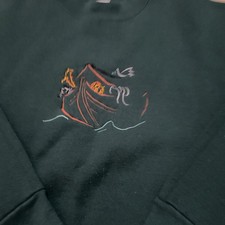 Vintage Noah’s Ark Forest Green Sweatshirt L USA Made 50% Cotton