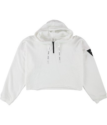 Reebok Womens WOR MYT Cropped Hoodie Sweatshirt, White, Plus Size, 1X/16W