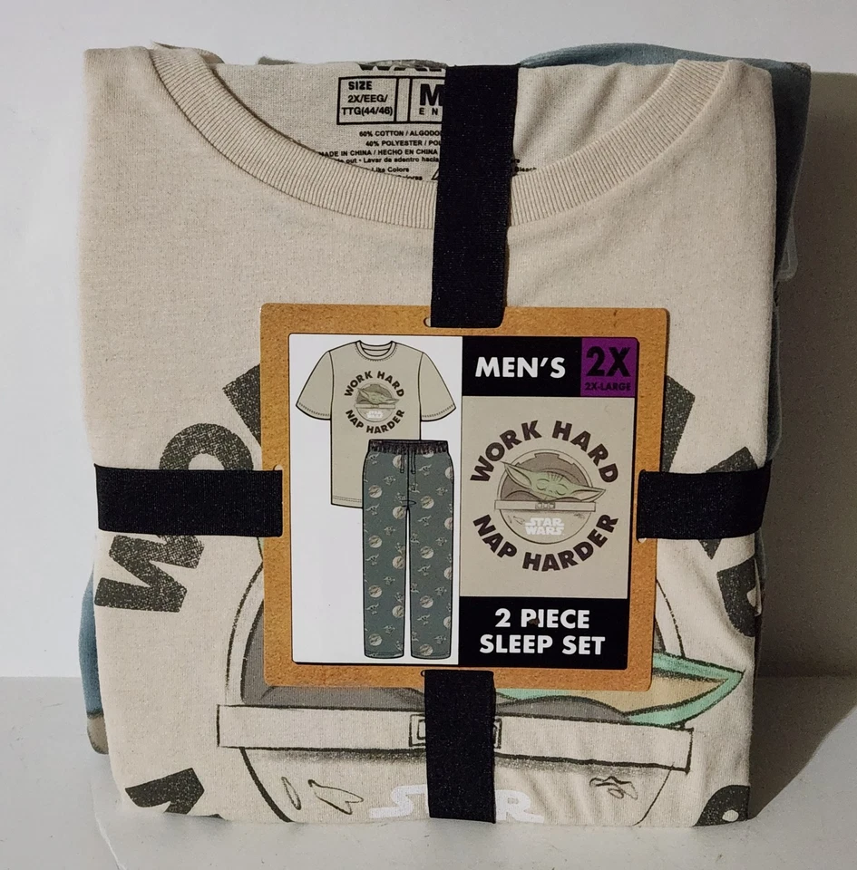 Juego de dormir Star Wars Mandalorian Grogu para hombre, 2 piezas - 2X (44-46") - NUEVO Foto 4 de 4