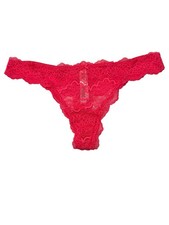 NWT VICTORIA'S SECRET Thong String Pantie Sz S-M Pink Lace Bow