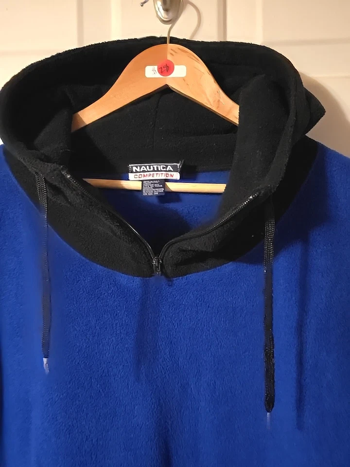 Sudadera con Capucha de Competición Nautica de Colección Para Hombre Grande Azul Polar Pullover Hecho en EE. UU. Años 90 Foto 4 de 4