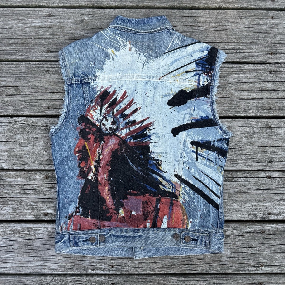 Ralph Lauren Denim & Supply Vest Jacket Jeans Indian Chief Head