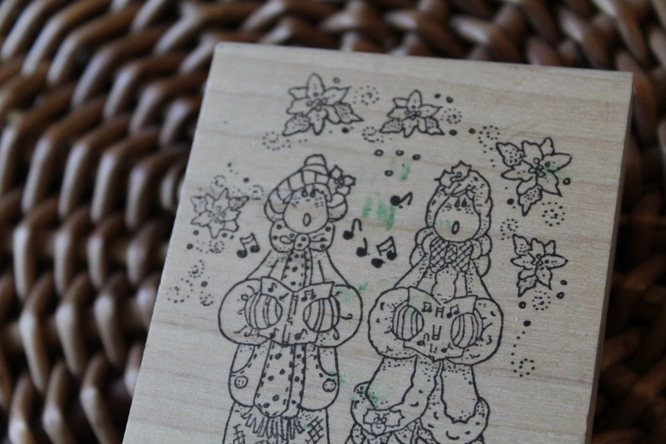 Caucho rojo {Stamp Affair} montado en madera fuera de uso años 90 país villancicos vacaciones Foto 3 de 4