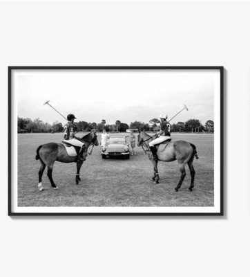 Polo Match Black and White Photography Poster