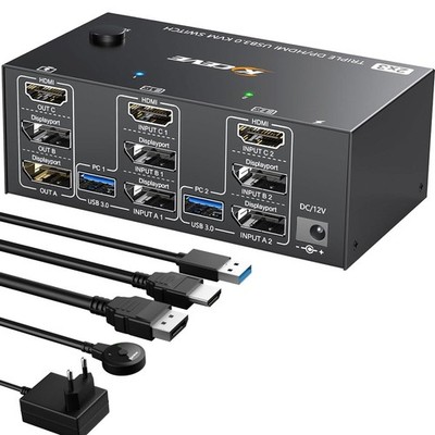 YOUTINGHDAV USB 3.0 KVM Switch 2 PC 3 Monitore 8K 60Hz 4K 144Hz