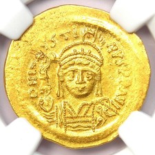 Justin II Gold AV Solidus Coin 565-578 AD - Certified NGC MS (UNC) - 5/5 Strike