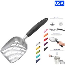 Effortless Cat Litter Cleanup: Large Metal Scoop with Diagonal Sifting Holes