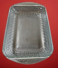 ANCHOR HOCKING -BASKETWEAVE- Clear Glass 13" Rectangular Baker Casserole Pan VGC