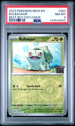 2023 POKEMON MEW EN-151 BEST BUY EXCLUSIVE #001 BULBASAUR PSA 8