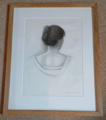 Original Bleistift Portrait Kunstwerk signiert Neil Moore 2010 montiert gerahmt