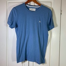 Abercrombie  Fitch Soft A F Tee Men Small Blue Short Sleeve Moose Logo Crewneck