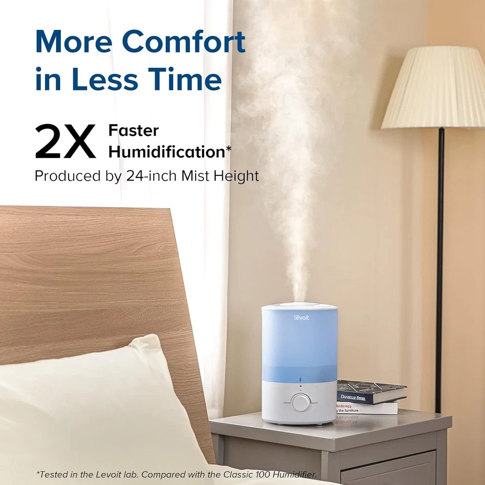 Ultrasonic 3L Cool Mist Humidifier for Bedroom Nursery, Blue - Image 4 of 4