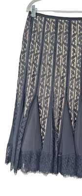 VTG Y2K Whimsigoth Womens 10 Flare Skirt Black Lace Pleated Retro Fairy Romantic