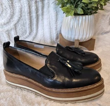 Michele Lopriore Cassidy Loafers Black Leather Tassled Platform Italy Sz US 7