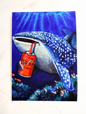 ACEO Print Whale Shark Coke Atlanta Theme 5x7 Signed LeahG777