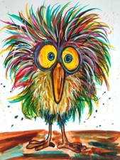 One Of A Kind  -  Original COLORFUL BIRD  Painting