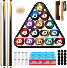 71Pcs Pools Table Accessories Billiards Balls with Triangle Stand Pool Cue Chalk