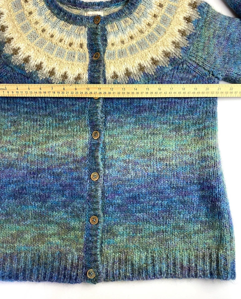 Cárdigan Suéter Sundance Fair Isle Azul Multicolor Tejido Mezcla Lana M - L Foto 4 de 4
