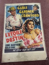 Vintage Movie Poster Belgium "Lone Star" 1952 Clark Gable Ava Gardner