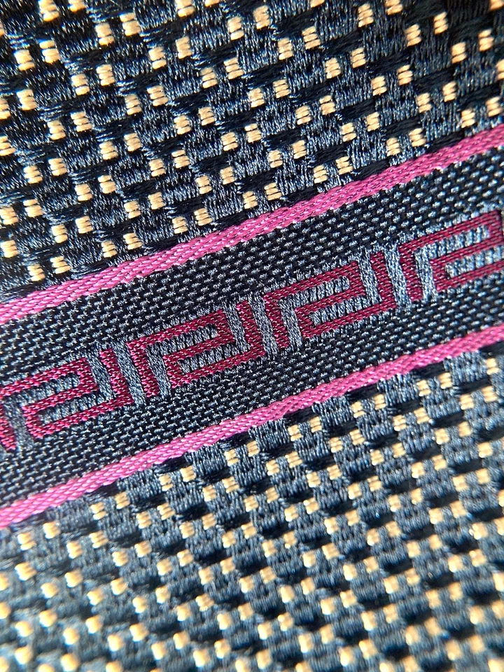 VERSACE VINTAGE AÑOS 10 LLAVE GRIEGA CORBATA REGIMIENTO JACQUARD TEJIDO GRIS ITALIA Foto 4 de 4