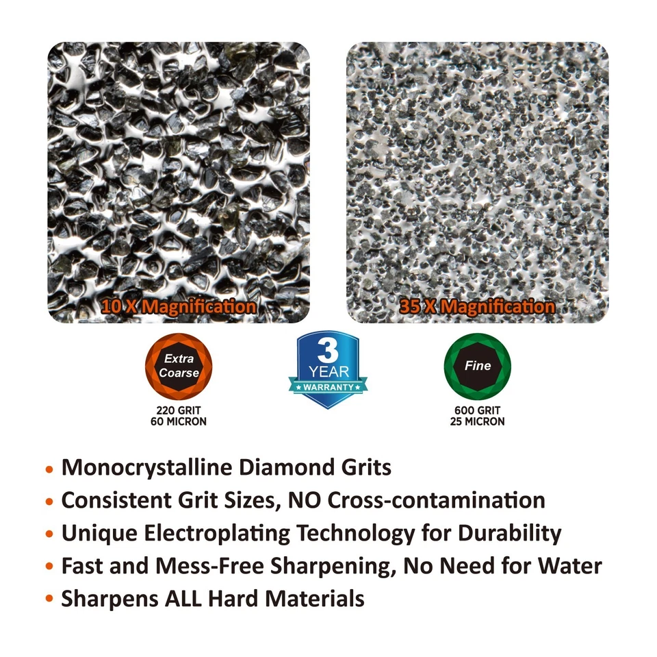 Archivo de piedra de afilar diamante de doble grano SHARPAL 120N con AngleGuide 220/600Grit Foto 3 de 4