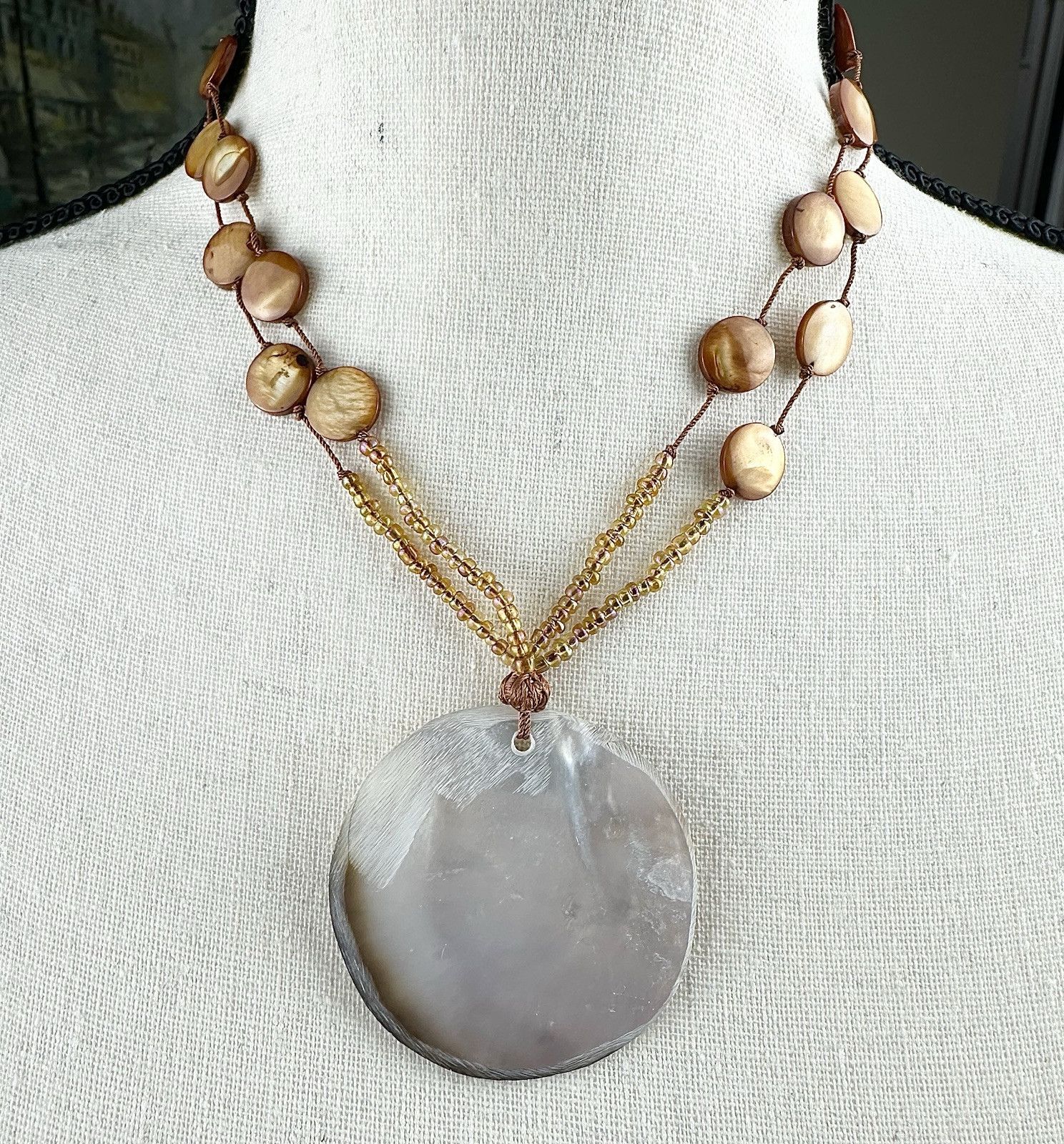 Handcrafted Shell Bead Necklace - image 2