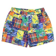 Polo Ralph Lauren Pony Patchwork Tropical Boat Fish Board Trunks Swim Shorts L