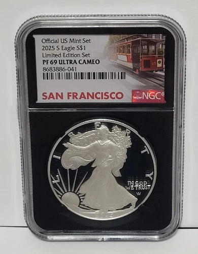 IN HAND 2025 S $1 American Silver Eagle NGC PF69 UC  Limited Edition Set Proof %