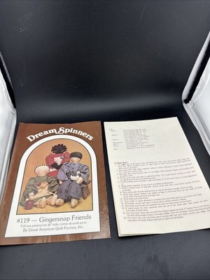Vtg Dream Spinners Gingersnap Friends Pattern Great American Quilt Factory 1985