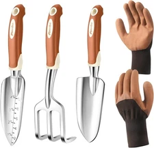 Garden Tool Set, 4 Pieces Heavy Duty Gardening Hand Tool Kit Aluminum