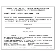 50-Pack, Annual Vehicle Inspection Label, 2-Ply Adhesive Vinyl, Prenumbered, ...