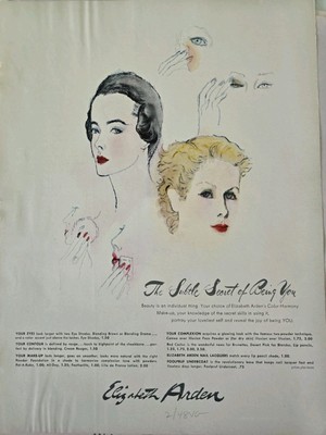 1948 Elizabeth Arden Color Harmony makeup cosmetic secret of you vintage Art Ad 