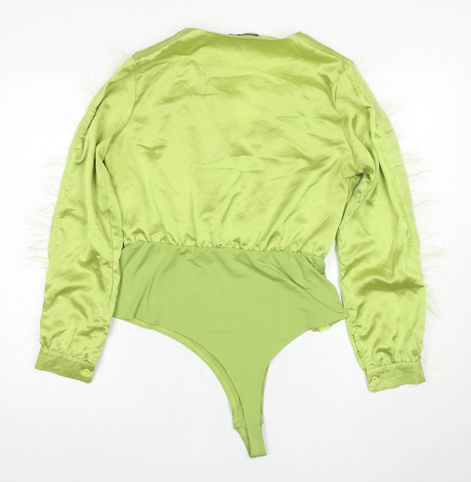 Body para mujer Boohoo verde satinado talla 16 Foto 2 de 4