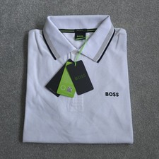 Image of Hugo Boss Polo Shirt White Regular Fit Cotton Short Sleeve Men's Size S BNWT