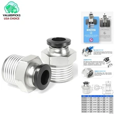 Copper Push-in Connect Fittings 1/4'' Tube OD x 3/8'' NPT (Pack of 10)