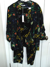 NWT Chico s Soft Jacket Ruched Slv 3/4 MultiColor Size 3 Pants Suit