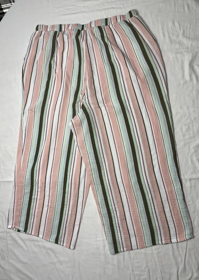 Pantalones de pijama Cacique para dormir para mujer talla 22/24 multicolor pierna ancha algodón LEER Foto 2 de 4
