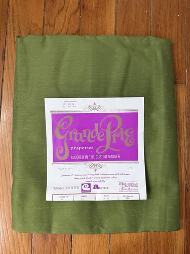 NEW Vintage MOD 1970's Pinch Pleated Drapes Curtain Panels Olive Green 48”x63”