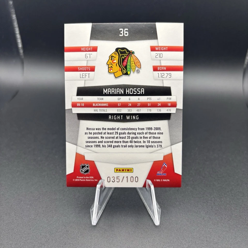 Espejo azul Marian Hossa Chicago Blackhawks #36 certificado Panini 2010-11/100 Foto 2 de 2