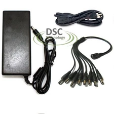 DC 12V 8A Power Supply Adapter +8 Split Power Cable for CCTV Security Camera DVR