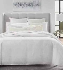 NIP 500 Hotel Collection KING Duvet Cover Shams Set WHITE Diamond Lattice Zip